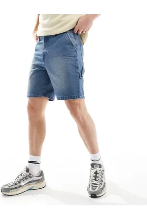 ADPT. Pantalones cortos vaqueros cargo de corte suelto con lavado medio de -Azul