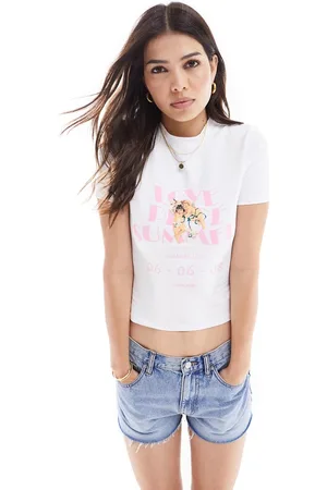 Sixth June Camiseta blanca entallada con estampado gráfico de
