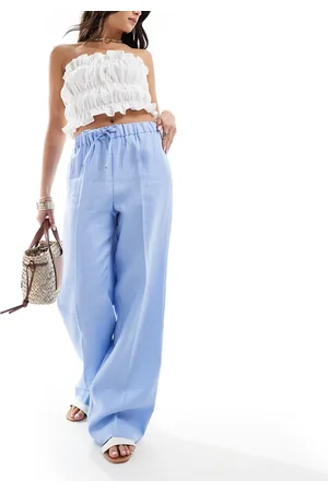 MANGO Pantalones con cordón ajustable de lino de