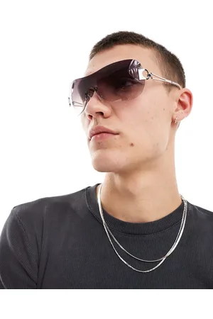 ASOS Gafas de sol plateadas con montura al aire y lentes degradadas de a gris de