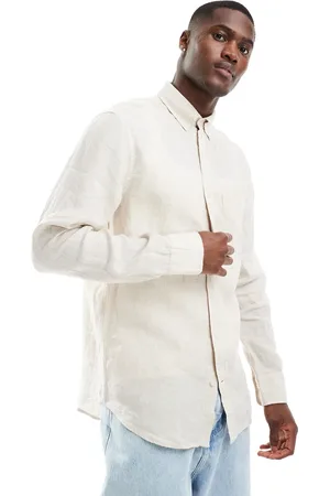 GANT Camisa con logo y diseño de pata de gallo de lino de - neutro