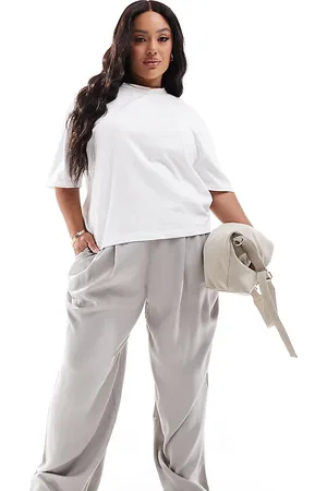 ASOS Pantalones grises de pernera ancha de ASOS DESIGN Curve