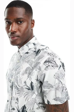 JACK & JONES Camisa gris con estampado floral de