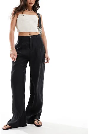 MANGO Pantalones de pernera recta de lino de