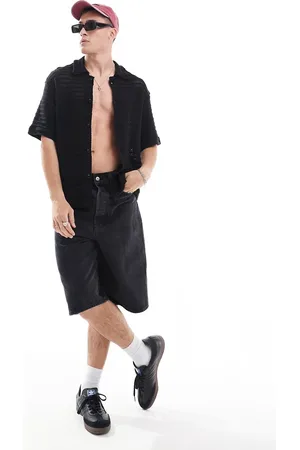 Weekday Camisa negra de corte cuadrado de croché de