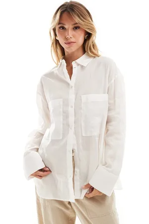 MANGO Camisa blanca holgada extragrande de
