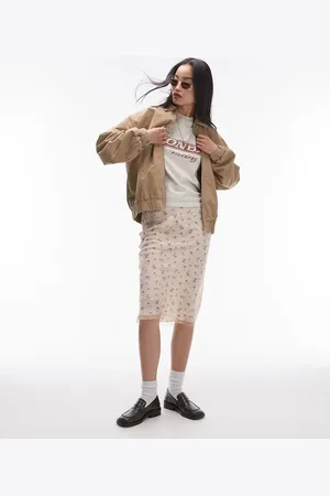 Topshop Chaqueta bomber color extragrande con solapas de algodón de -Beis neutro