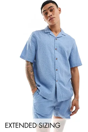 ASOS Camisa azul empolvado extragrande de manga corta estilo años 90 de sirsaca texturizada de (parte de un conjunto)