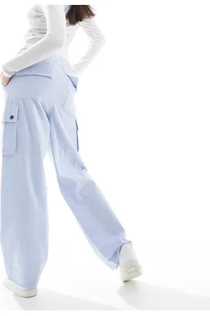 Obey Pantalones cargo a rayas azules de sirsaca de algodón de