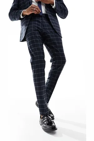 ASOS Pantalones de traje a cuadros estilo cuadrícula de corte pitillo de
