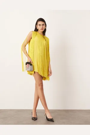 ASOS Vestido corto de corte trapecio de flecos Ultimate de -Negro