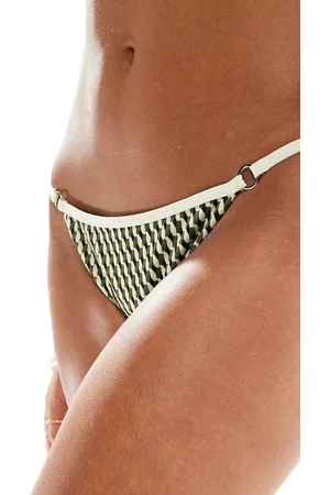 Accessorize Braguitas de bikini con estampado geométrico y ribete en contraste de