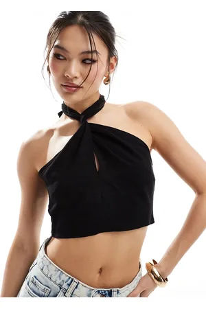 In The Style Top corto cruzado en la parte delantera con cuello halter de