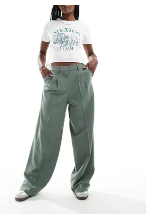 VERO MODA Pantalones dad caqui de pernera ancha de