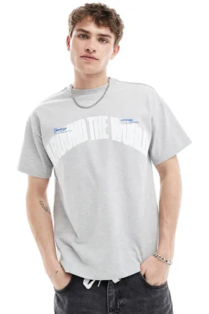 Dr Denim Camiseta jaspeado holgada con estampado en relieve "Around the World" en la parte delantera Trooper de