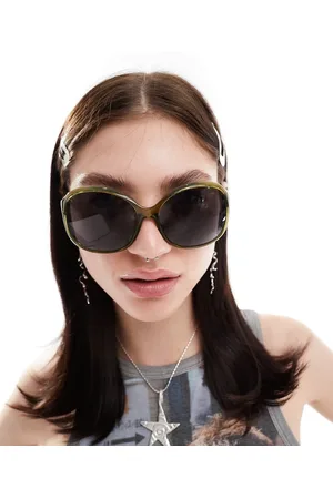 Monki Gafas de sol verdes con montura extragrande redondeada de