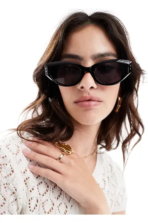 ASOS Gafas de sol negras de estilo ojos de gato con detalle biselado de