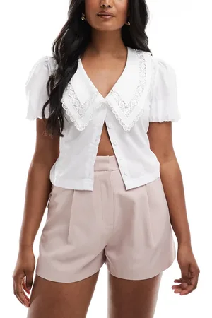 Miss Selfridge Pantalones cortos de sastre rosa pastel de talle alto de (parte de un conjunto)