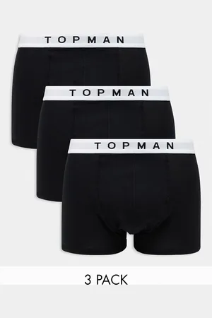 Topman Pack de 3 calzoncillos negros con cinturilla blanca de