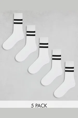 ASOS Pack de 5 pares de calcetines deportivos blancos con rayas negras de