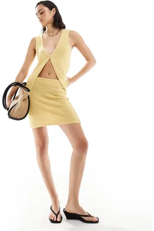 ASOS Minifalda amarillo de punto de hilo texturizado de (parte de un conjunto)