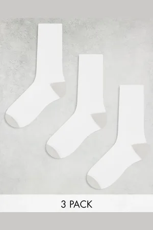 ASOS Pack de 3 pares de calcetines deportivos blancos con talón y puntera grises de