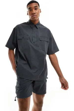 ASOS Camisa gris carbón sin cierres con bolsillos cargo de (parte de un conjunto)