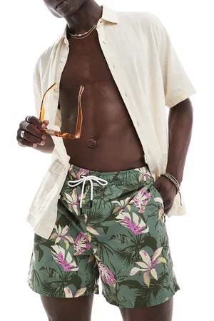 JACK & JONES Shorts de baño verdes con estampado floral de
