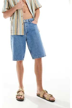 Dr Denim Pantalones cortos vaqueros azul arroyo holgados de talle medio con lavado medio retro Omar de