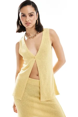 ASOS Chaleco largo amarillo de punto texturizado de (parte de un conjunto)