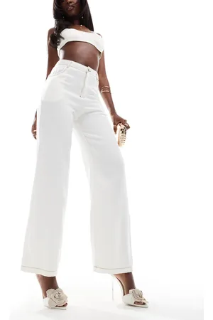 Missyempire Vaqueros blancos de pernera ancha de Missy Empire (parte de un conjunto)