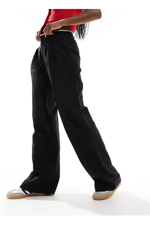 MANGO Pantalones negros con cinturilla de mezcla de lino de