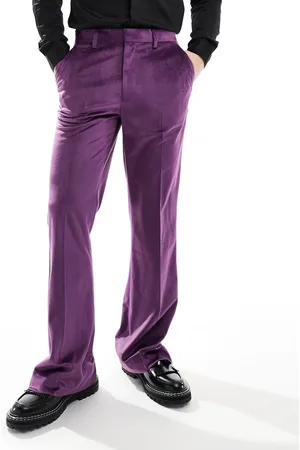 ASOS Pantalones de esmoquin morado de corte acampanado de terciopelo de