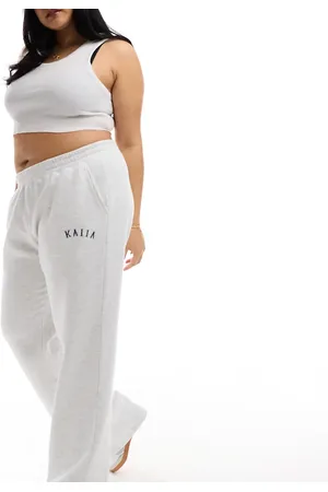 Kaiia Joggers gris claro de pernera ancha de Plus