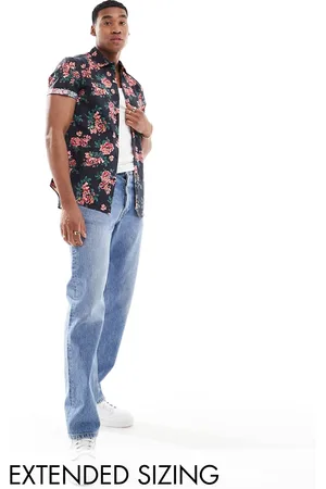 ASOS Camisa negra elástica de corte slim con estampado floral de