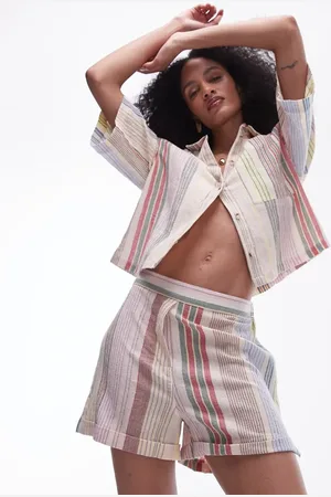 Topshop Pantalones playeros cortos a rayas multicolores de