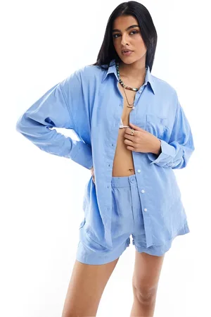 Lindex Camisa playera extragrande de mezcla de lino Magda de