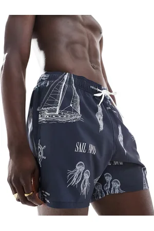 Hollister Shorts de baño de 5" con estampado marítimo de