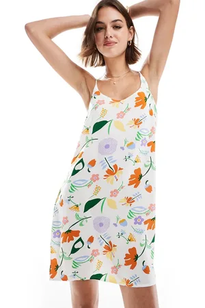 ONLY Vestido corto blanco con estampado floral de