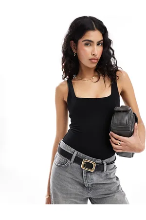 ASOS Body con cuello ancho y diseño de dos capas de algodón de