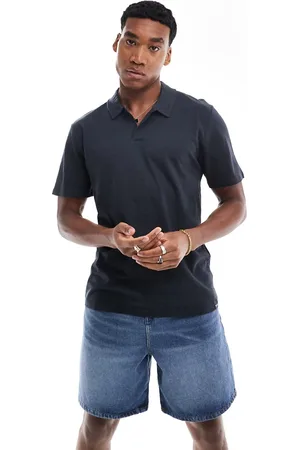 Only & Sons Polo azul marino con cuello de solapas de