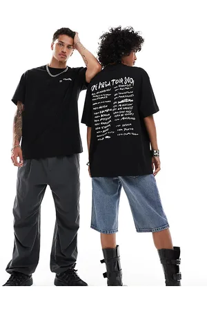 Weekday Camiseta negra unisex extragrande con estampado gráfico de cartel de gira exclusiva en ASOS de