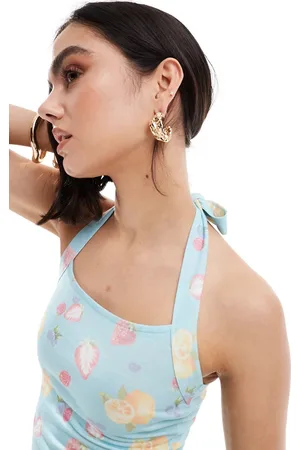 ASOS Top con y cuello halter anudado de -Multicolor
