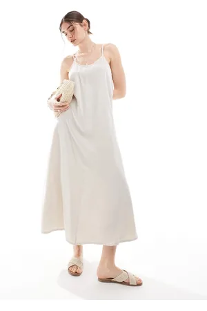 VERO MODA Vestido largo color de tirantes premium de -Blanco