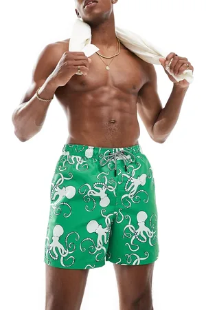 JACK & JONES Shorts de baño verdes con estampado de pulpos de