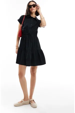 Threadbare Vestido de corte skater con cuello de pico de popelina Song de