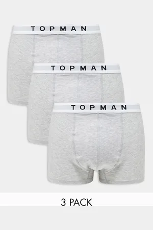 Topman Pack de 3 calzoncillos gris jaspeado con cinturilla blanca de