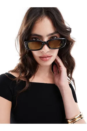 ASOS Gafas de sol negras de tamaño mediano con montura cuadrada y lentes marrones de