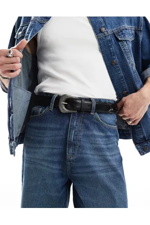 ASOS Cinturón trenzado con hebilla estilo wéstern de cuero de