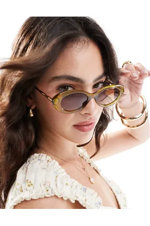 ASOS Gafas de sol cristalino ovaladas con patillas de metal de